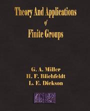 Front cover of Theory And Applications Of Finite Groups by G. A. Miller