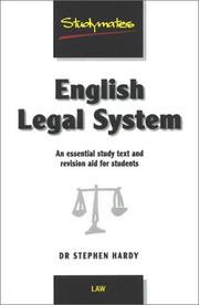 Front cover of English Legal System by Stephen Hardy
