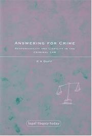 Cover of Answering for Crime by R. A. Duff