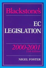 Front cover of Blackstone's EC Legislation (Blackstone's Statute Books) by Nigel Foster