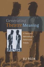 Cover of Generating theatre meaning by Eli Rozik
