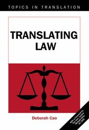 Front cover of Translating Law (Topics in Translation) by Deborah Cao