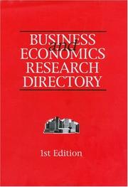 Front cover of Business and Economics Research Directory by 1996 1st