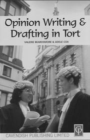 Front cover of Opinion writing and drafting in tort by Valerie Beardsmore
