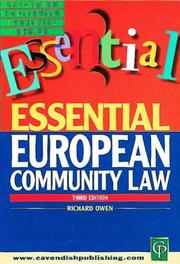 Front cover of Essential European Community law by Owen
