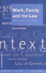 Front cover of Work Family and the Law by Jill Murray