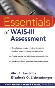 Cover of The essentials of WAIS-III assessment by Kaufman, Alan S.