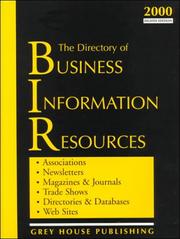 Front cover of The Directory Of Business Information Resources 2000 (Directory of Business Information Resources, 2000) by Grey House