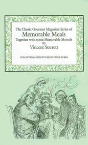Cover of V2 Memorable Meals by Vincent Starrett