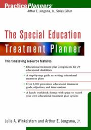 Front cover of The special education treatment planner by Julie A. Winkelstern
