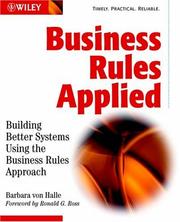 Cover of Business Rules Applied by Barbara Von Halle