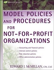 Cover of Model Policies and Procedures for Not-for-Profit Organizations by Edward J., CPA, CAE McMillan