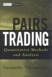 Cover of Pairs Trading by Ganapathy Vidyamurthy
