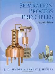 Cover of Separation process principles by J. D. Seader