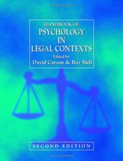 Front cover of Handbook of psychology in legal contexts by David Carson
