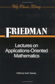 Cover of Lectures on applications-oriented mathematics by Friedman, Bernard