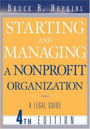 Cover of Starting and managing a nonprofit organization by Bruce R. Hopkins