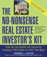 Front cover of The no-nonsense real estate investor's guide by Thomas J. Lucier