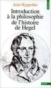 Front cover of Introduction à la philosophie de l'histoire de Hegel by Jean Hyppolite