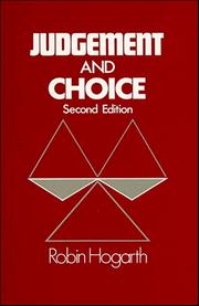 Cover of Judgement and choice by Robin M. Hogarth