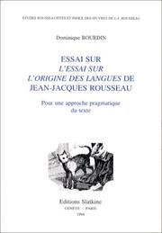 Front cover of Essai sur l'Essai sur l'origine des langues de Jean-Jacques Rousseau by Bourdin Dominique