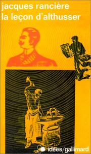 Cover of La leçon d'Althusser by Jacques Rancière