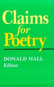 Front cover of Claims for poetry by Donald Hall