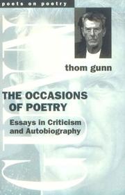 Front cover of The occasions of poetry by Thom Gunn
