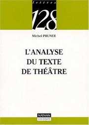 Cover of L'analyse du texte de théâtre by Michel Pruner