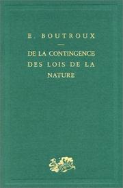 Front cover of De la contingence des lois de la nature by Emile Boutroux