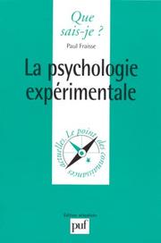 Front cover of La psychologie expérimentale by Paul Fraisse