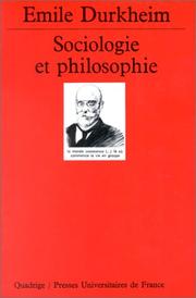 Front cover of Sociologie et philosophie by Émile Durkheim
