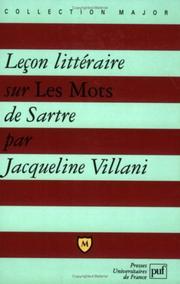 Front cover of Leçon littéraire sur "Les Mots" de Sartre by Jacqueline Villani