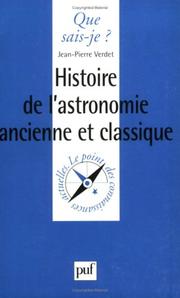 Cover of Histoire de l'astronomie ancienne et classique by Jean-Pierre Verdet