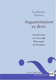 Cover of Argumentation et droit by G. Vannier