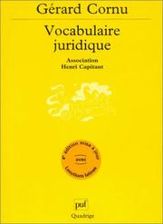 Front cover of Vocabulaire Juridique by Gérard Cornu