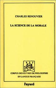 Front cover of Science de la morale by Charles Renouvier