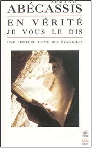 Cover of "En vérité, je vous le dis" by Armand Abécassis