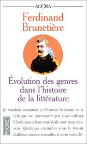 Front cover of L'évolution des genres dans l'histoire de la littérature by Ferdinand Brunetière