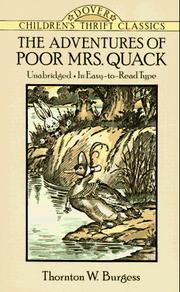 Cover of The adventures of poor Mrs. Quack by Thornton W. Burgess