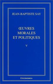 Front cover of Uvres Morales Et Politiques by Jean Baptiste Say
