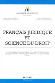 Front cover of Français juridique et science du droit by Gérard Snow