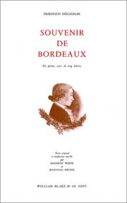 Front cover of Souvenir de Bordeaux by Friedrich Hölderlin