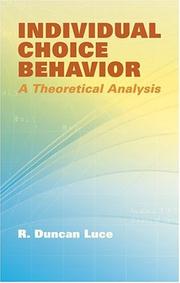 Cover of Individual choice behavior by R. Duncan Luce