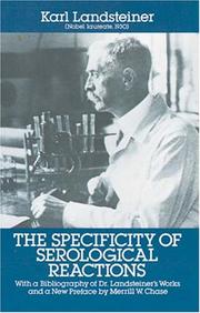 Front cover of The specificity of serological reactions by Karl Landsteiner
