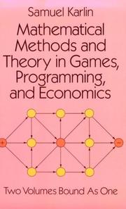 Front cover of Mathematical methods and theory in games, programming, and economics by Samuel Karlin