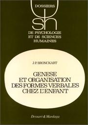 Front cover of Genèse et organisation des formes verbales chez l'enfant by J.-P. (Jean-Paul) Bronckart