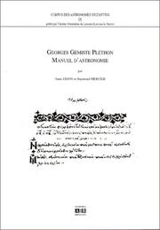 Front cover of Manuel d'astronomie by George Gemistus Plethon