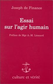 Front cover of Essai sur l'agir humain by Joseph de Finance