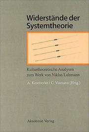 Cover of Widerstände der Systemtheorie by Albrecht Koschorke
